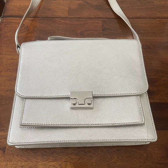 NEW Loeffler Randall Handbag Silver with Strap and Handle - Picture 1 of 7